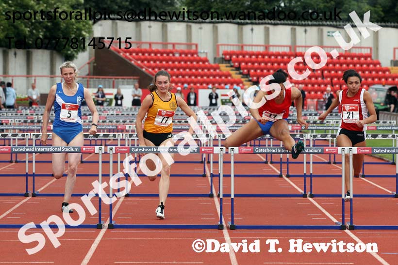 Senior girls 100 metres hurdles, English Schools Track and Field. Photo: David T. Hewitson/Sports for All Pics